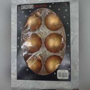 Vintage 2012The Christmas Shoppe Ornaments/Balls Gold/Copper Set Of 6
